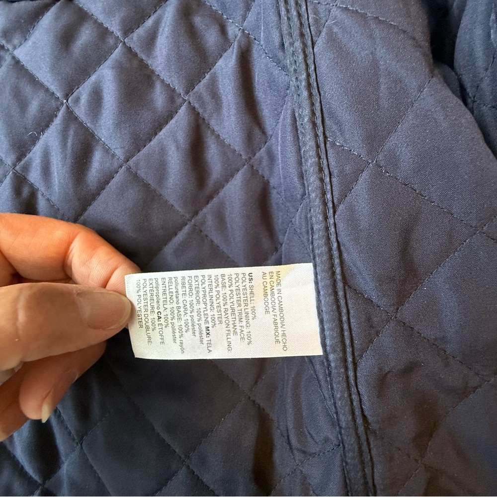 Chico's Blue and Tan Puffer Jacket with Quilted Design Size 2 - Picture 9 of 16